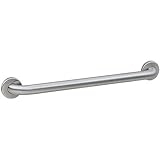 Bobrick 5806.99x18 304 Stainless Steel Straight Peened Grab Bar with Concealed Mounting and Snap Flange, Satin Finish with Peened Gripping Surface, 1-1/4