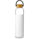 Soma BPA-Free Glass Water Bottle with Silicone Sleeve, White, 25oz