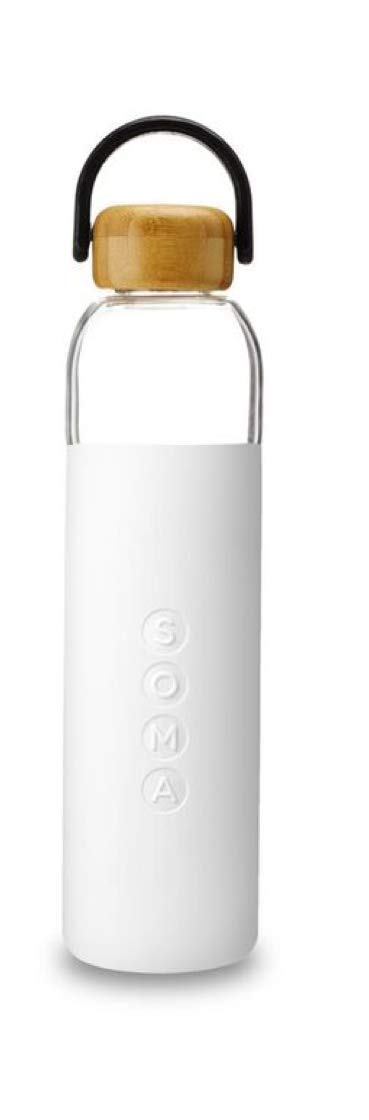 Soma Glass Water Bottle, Eco-Friendly Alternative (White, 24oz/740ml)
