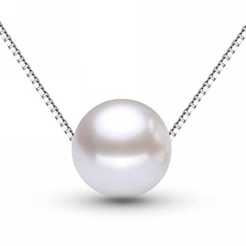 Merdia S925 Sterling Silver Fashionable Chain Simulated Pearl Pendant(White)