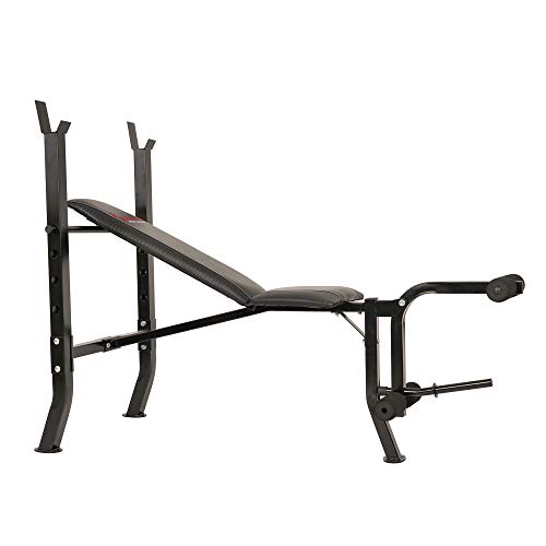 Sunny Health & Fitness Adjustable Weight Bench with Decline, Flat and Incline Training Positions and Leg Developer for Knee Extension and Hamstring Exercises - SF-BH6811