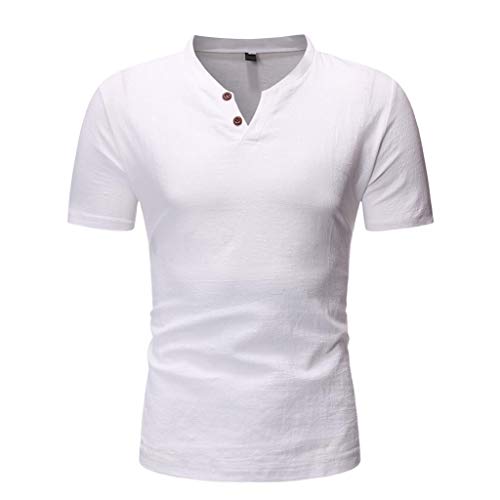 Outfits Sets for Men, F_Gotal Men's Casual Summer Solid Color Cotton Linen 10 Pieces Outfits T-Shirt Beach Shorts Set
