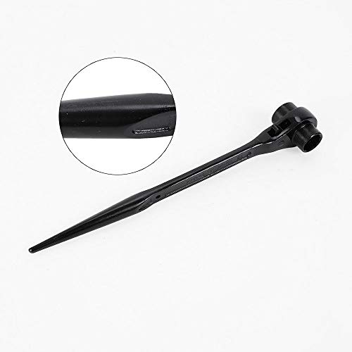 WUPYI 3/4" x 7/8" Dual Socket Spud Ratchet Wrench,Ratcheting Podger Scaffold Wrench for Aligning Bolts,Black