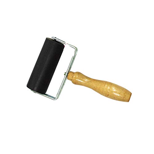 TopfireDirect Woodblock Deluxe Hard Rubber Brayer Roller Heavy Duty Steel Frame Children Art Craft Tool