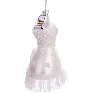 Witte trouwjurk kerstbal – 12 cm