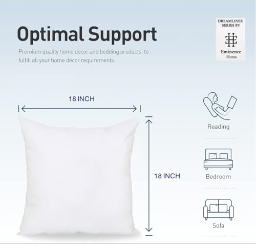 Dreamliner Algo 45x45cm Cushion Filler/Pillow Insert, Down Alternative Filling, Pure Natural Cotton Fabric, Breathable & Soft Comfort, Perfect Back Support, Washable and Easy Care