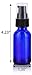 JUVITUS 1 oz Cobalt Blue Glass Boston Round Bottle with Black Treatment Pump (12 pack) + Funnel