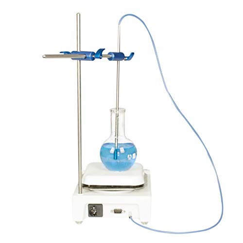 Parco Scientific P1007-HS-T Digital Hotplate Magnetic Stirrer w/Temperature Probe & Support Stand | 380°C Temperature Range, 5.5" x 5.5" Ceramic Coated Plate | LCD Display & 2 Magnetic Stir Bars