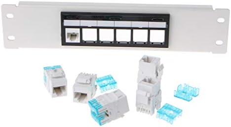sitonestor RJ45 CAT6 6 Ports Patch Panel Frame with RJ45 Keyston Module Jack Connector