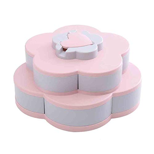 Double-layer Rotating Snack Plate,10 Grid Flower Design Candy Food Storage Box,Dried Fruit Melon Seeds Tray,Non-slip Silicone Bottom,Mobile Phone Stand Function