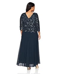 J Kara womens Plus Size 3/4 Sleeve With Scallop