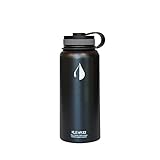 Black Insulated Stainless Steel Sports Water Bottle (32 Oz) by Klear Bottle | BPA-Free, Double Wall Vacuum Sealed, Wide Mouth Flask with Cap | Tumbler Stays Dry with No Sweat, No Leak Technology
