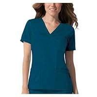 Dickies Womens GenFlex Junior-Fit V-Neck Scrub Shirt, Caribbean, XXXXX-Large