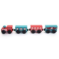 Guoainn 4Pcs Colorful Mini Wooden Magnetic Train Cars Railway Playset Education Kids Toy 4pcs