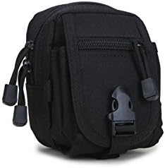 Tactical Molle Pouch, Men's Outdoor Sport Casual Waist Pack Military Nylon Utility Tool Bag Camping Hiking Pouch EDC Camo Bag. (Black)