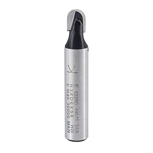 ENT 12280 Cove Cutter, Shank (S) 8 mm, Radius (R) 3 mm, Diameter (D) 6 mm, NL 6 mm, SL 32 mm, Carbide Tungsten, Woodworking, Router