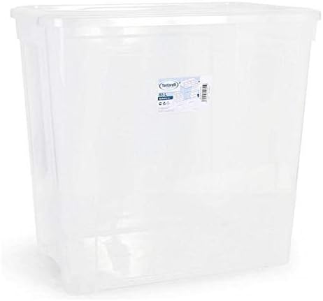 Tontarelli - Caja almacenaje 85 l c/Tapa Combi Transparente: Amazon.es: Hogar