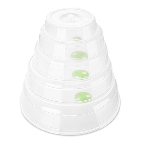 OBVIS Micro Wave Plate Cover Splatter Guard Lid Steam Vent Ventilation Window Cover 5 Different Sizes for Large & Small Food Plates Bowls - Thumbnail 4