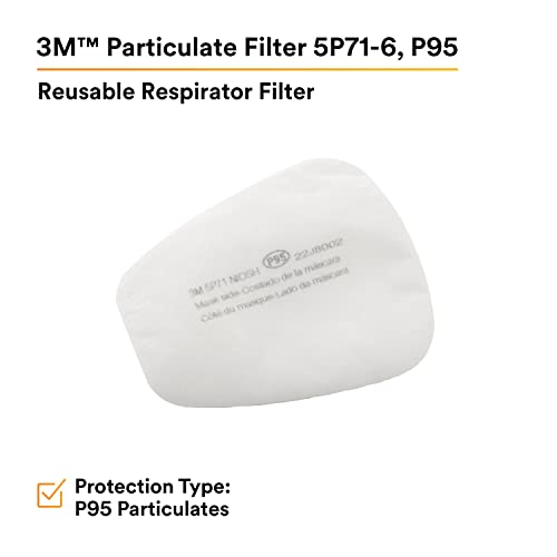 3M Respirator Filter Replacement 5P716, 6/Pack, P95, Must Be Used with
