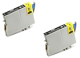 2 Pack Remanufactured Black Inkjet Cartridges for Epson T048 #48 T048120 Compatible With Epson Stylus Photo R200, Stylus Photo R220, Stylus Photo R300, Stylus Photo R300M, Stylus Photo R320, Stylus Photo R340, Stylus Photo R500, Stylus Photo R600, Stylus Photo RX500, Stylus Photo RX600, Stylus Photo RX620 (2 Black) 2PK by Aria Supplies ®