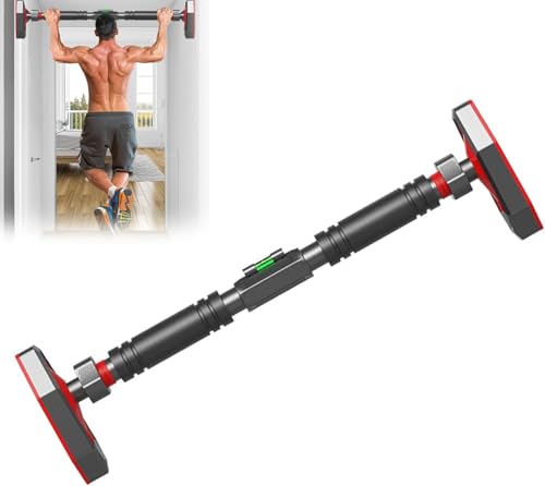 Pull Up Bar, Width Adjustable Chin Up Bar for Doorway, Super Load-bearing Upper Body Workout Bar, Dual Security Locking& No Screw Fitness Strength Training Equipment for Home Gym, Max Load 900 LBS
