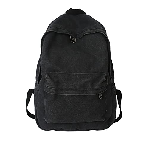 Photo 1 of KAOBIO Canvas Backpack for Women Men Vintage Aesthetic Bags Travel Daypack Boho Hippie Grunge Backpack (Black)
