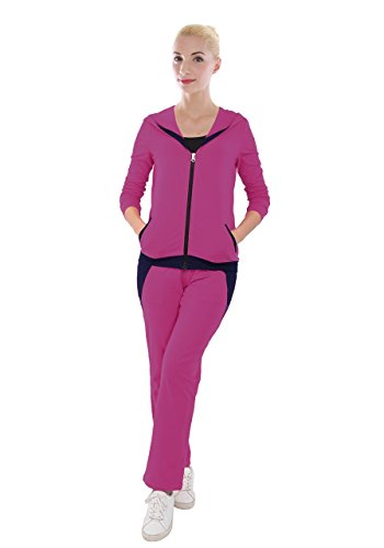 Pattycandy womens hot pink full zip hoodie with sweat pants track…