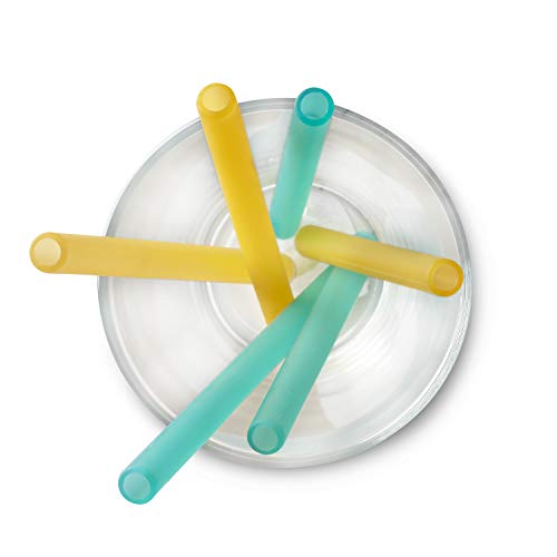 gosili siliskin Silikon-Trinkhalme, wiederverwendbar, Silikon, BPA-frei, 6 Stück, Standard-Größe, Flexible Trinkhalme für Kinder/Kleinkinder und Erwachsene – Blaugrün/Orange – Bild 4