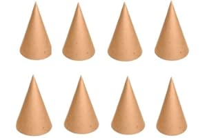 Paper Mache Cones Open Bottom - Bulk Pack of 8 Pieces for Crafting Dolls, Holiday Angels, and Christmas Trees by Factory Direct Craft