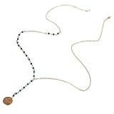 Imixlot Turquoise Blue Beads with Disc Coin Long Chain Necklace