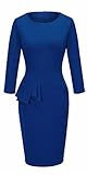HOMEYEE Women's Chic Wear to Work Crew Neck Pencil Dress B228