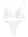 SweatyRocks Women's Sexy Bathing Suit Solid Color Halter Frill Ruched Bikini Swimsuit White#2 S