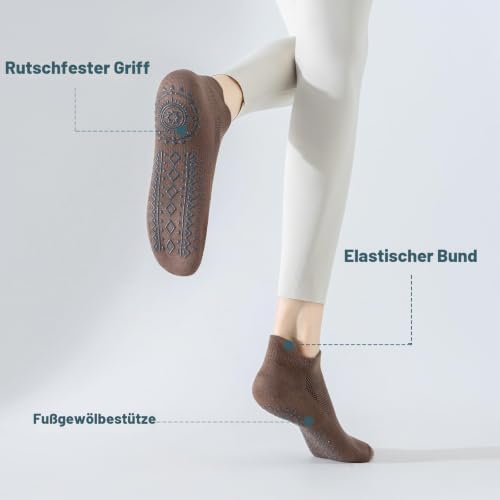 Pilates Socken Damen 36-40 Stoppersocken Rutschfeste Kurze Yoga