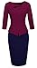 HOMEYEE Women's Elegant Chic Bodycon Formal Dress B288 (L, Burgandy+Dark Blue)