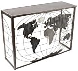 Socadis – World Map Metal Console Black Iron Art