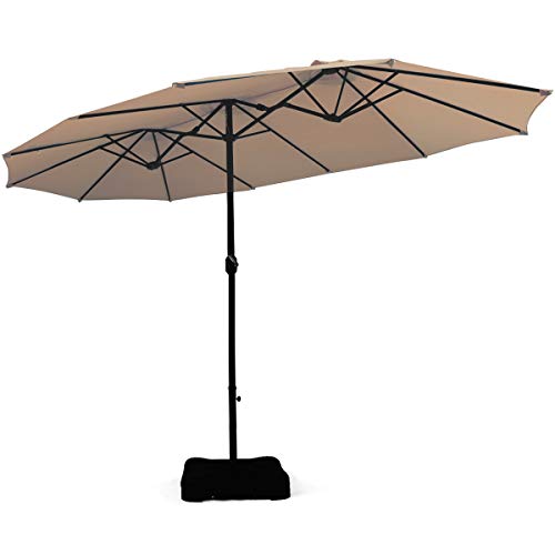 Tangkula 15 Ft Patio Double Sided Umbrella with Base, Outdoor Extra