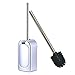 Bretoes Bathroom Toilet Brush & Holder Set Silicone Cleaning Brush Set Anti-drip TPR Brush Head Cleaner for Bathroom Storage and Organization (White & Blue, Toilet Brush & Holder)