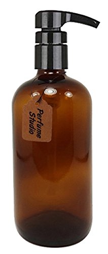 Perfume Studio Professional Grade Amber Glass Boston Round Bottle with Top Quality Dispensing Pump - Perfect for Lotions, Soaps, Massage and Skin Treatment Oils, Hair Solutions and More (16 OZ, AMBER)