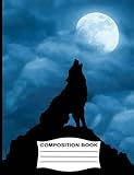 Composition Book: Unruled Blank Sketch Paper - Sketchbook for kids, Wolf Howling Drawing Notebook fo by Blue Sky Press