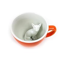 CREATURE CUPS Fox Ceramic Cup (11 Ounce, Red Orange) | Hidden Animal Inside | Holiday and Birthday Gift for Coffee & Tea Lovers