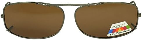 Sunglass Stop - 60mm Polarized Spring Metal Easy Clip on Sunglasses for Over Reading Glasses (Gun Metal | Amber Lens)