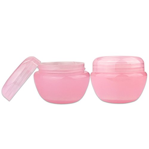 Beauticom 24 Pieces 50G/50ML Pink Frosted Container Jars with Inner Liner for Lotion, Toners, Lip Balms, Makeup Samples - BPA Free