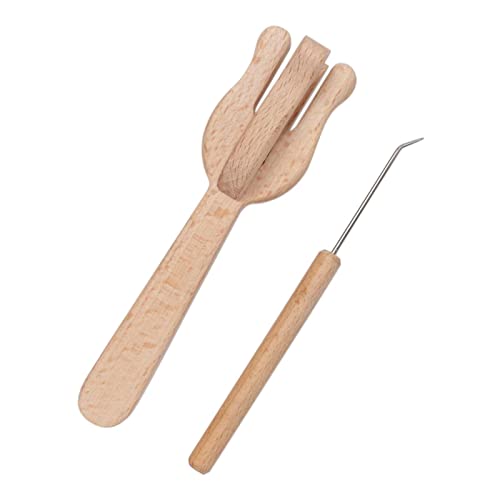 2-Piece Knitting Fork Set - Beechwood Lucet Forks for Jewelry, Dolls, Hats & Dresses - DIY Craft Tool