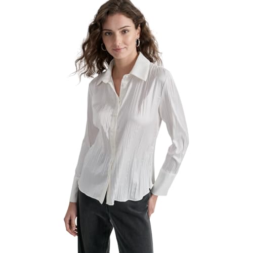 DKNY Women's Sportswear Woven, Ivory, X-Large