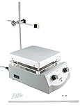 Zinique Lab Hot Plate Magnetic Stirrer, 5 Stir Bars & Retriever Tool Included, 17cm x 17cm Plate (6.5in x 6.5in), 49°C-360° C, 3,000mL, 100-1600rpm Stir Speed, 500W, 110v Plug, 1 Year Warranty