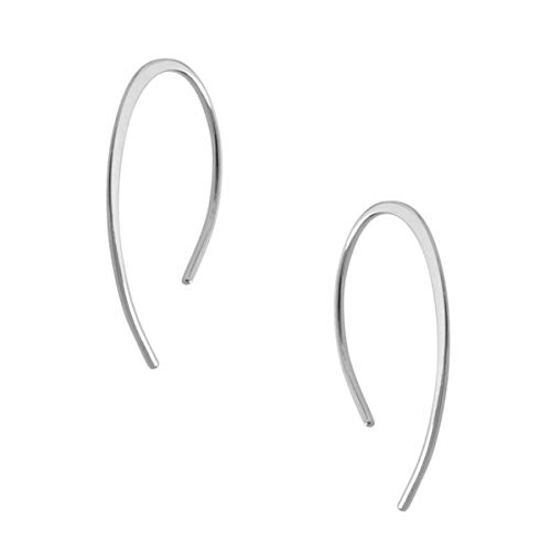 Humble Chic Upside Down Hoops - Hypoallergenic Lightweight Open Wire Needle Drop Dangle Threader Earrings, 925 White - 1", Sterling Silver-Electroplated