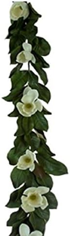 Magnolia 6 foot Garland with Life-size Leaves and Flowers