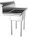 KoolMore 2 Compartment Stainless Steel NSF Commercial Kitchen Prep & Utility Sink with Drainboard - Bowl Size 12