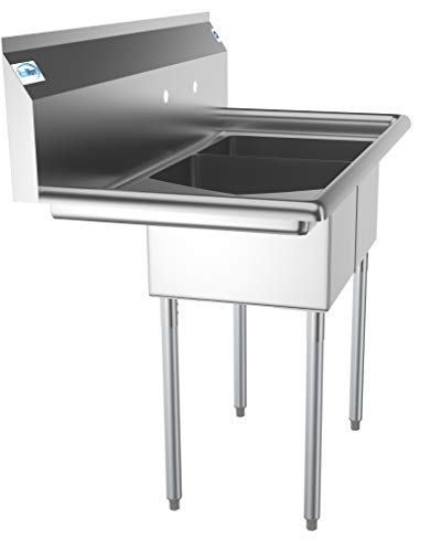 KoolMore 2 Compartment Stainless Steel NSF Commercial Kitchen Prep & Utility Sink with Drainboard - Bowl Size 12" x 16" x 10" - Thumbnail 2