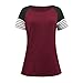 Moilant Women Striped Sleeves Tops Short Sleeve Casual Blouse Soft Comfortable Tunics Redthumb 3